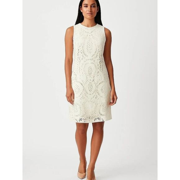 J McLaughlin Classic White Eyelet Sleeveless Sheath Dress SZ XL - Picture 4 of 4